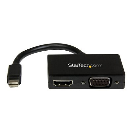 StarTech Mini DisplayPort to HDMI and VGA - 2 in 1 Travel Adapter - Mini DisplayPort to VGA Adapter - Mini DP to HDMI Dongle - Monitor Adapter (MDP2HDVGA) - Nástroj pro prevod videa - DisplayPort - HDMI, VGA - cerná