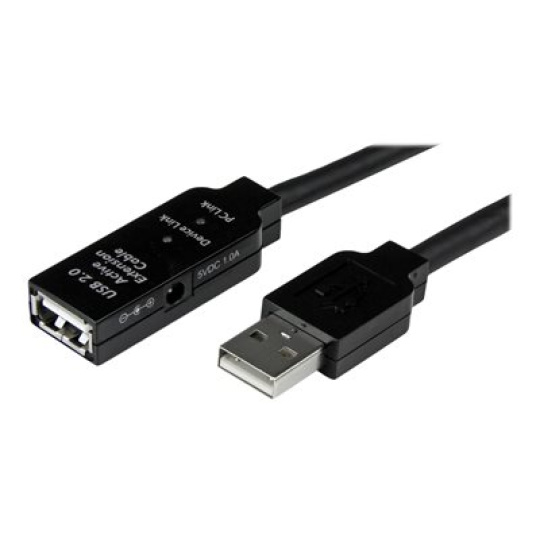 StarTech.com 25m USB 2.0 Active Extension Cable M/F - 25 meter USB A Male to USB A Female USB 2.0 Repeater / Extender Cable - Black - 80ft (USB2AAEXT25M) - Prodlužovací šnura USB - USB (F) do USB (M) - USB 2.0 - 25 m - aktivní - cerná - pro P/N: SVA5H2NEUA, UUSBOTG
