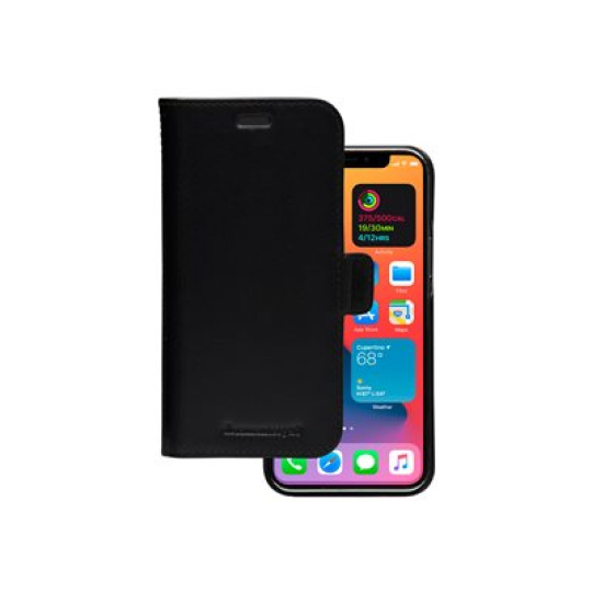 dbramante1928 Lynge - Pouzdro s klopou pro mobilní telefon - kuže full-grain - cerná - pro Apple iPhone 12, 12 Pro