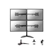 Neomounts NM-D335D4 - Stojan - plný pohyb - pro 4 LCD displeje - černá - velikost obrazovky: 10"-27" - stolní stojan, upevnění svorkou, průchodka, upevnitelné na stůl
