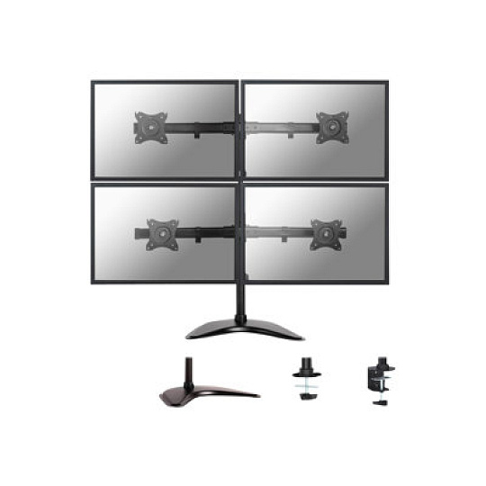 Neomounts NM-D335D4 - Stojan - plný pohyb - pro 4 LCD displeje - černá - velikost obrazovky: 10"-27" - stolní stojan, upevnění svorkou, průchodka, upevnitelné na stůl