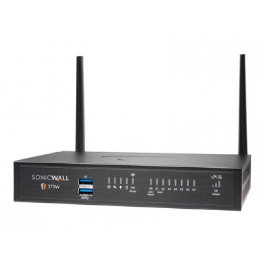 SonicWall TZ370W - Advanced Edition - bezpečnostní zařízení - GigE - Wi-Fi 5 - 2.4 GHz, 5 GHz - SonicWALL Secure Upgrade Plus Program (2 roky) - desktop