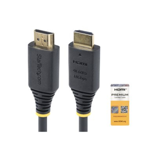 StarTech.com - Vysoká rychlost - kabel HDMI s ethernetem - HDMI s piny (male) do HDMI s piny (male) - odstínený - cerná - pasivní, podpora 4K60Hz, podpora HDR10