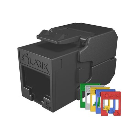 Solarix SXKJ-5E-UTP-RAL-SA - Modul - sebe-vrtací, moduly vhodné pro RAL, bezpečnostní víčko - montáž do racku - CAT 5e - UTP - RJ-45 - černá
