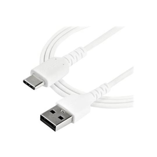 StarTech.com 2m USB A to USB C Charging Cable, Durable Fast Charge & Sync USB 2.0 to USB Type C Data Cord, Rugged TPE Jacket Aramid Fiber M/M 3A White, Samsung S10, S20, iPad Pro, Pixel - Heavy Duty and Rugged - USB kabel - USB (M) rovné do 24 pin USB-C (M) rovné - Thunderbolt 3 / USB 2.0 - 2 m - bílá