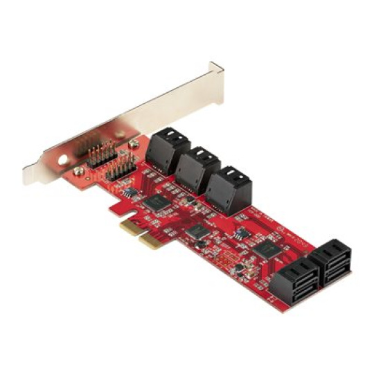 StarTech.com SATA PCIe Card, 10 Port PCIe SATA Expansion card, 6Gbps SATA Card, Low/Full Profile, Stacked SATA Connectors, ASM1062 Non-Raid SATA Controller Card / Adapter - PCI Express to SATA Converter - Radic úložište - SATA 6Gb/s - nízký profil - PCIe 2.0 x2