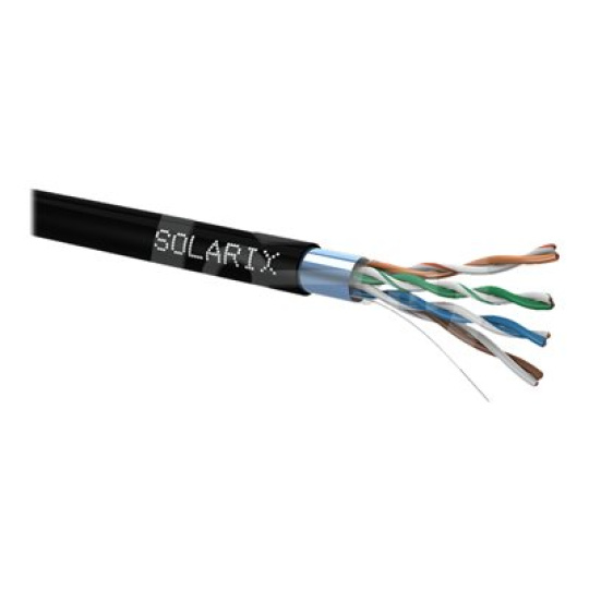 Solarix - Kabel horizontální - 305 m - 6.2 mm - FTP - CAT 5e - IEEE 802.3af/IEEE 802.3at - venkovní - černá, RAL 9005