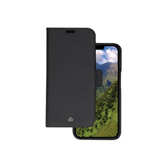 dbramante1928 New York - Pouzdro s klopou pro mobilní telefon - pebbled full-grain sustainable leather - nocní cern - pro Apple iPhone 14 Pro