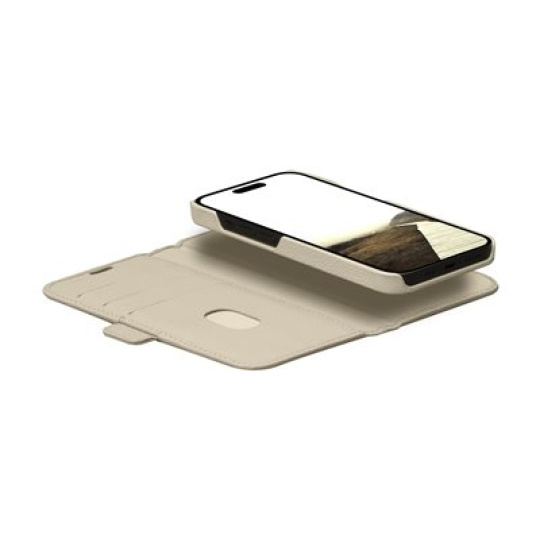 dbramante1928 New York - Pouzdro s klopou pro mobilní telefon - pebbled full-grain sustainable leather - sand dune - pro Apple iPhone 15 Pro