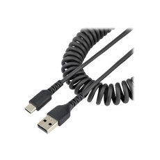 StarTech.com 20in (50cm) USB A to C Charging Cable, Coiled Heavy Duty Fast Charge & Sync USB-C Cable, High Quality USB 2.0 A to Type-C, Rugged Aramid Fiber, TPE, 3A, S20, iPad, Pixel - Durable Male to Male USB - USB kabel - USB (M) do 24 pin USB-C (M) - USB 2.0 - 3 A - 50 cm - svinutý - černá