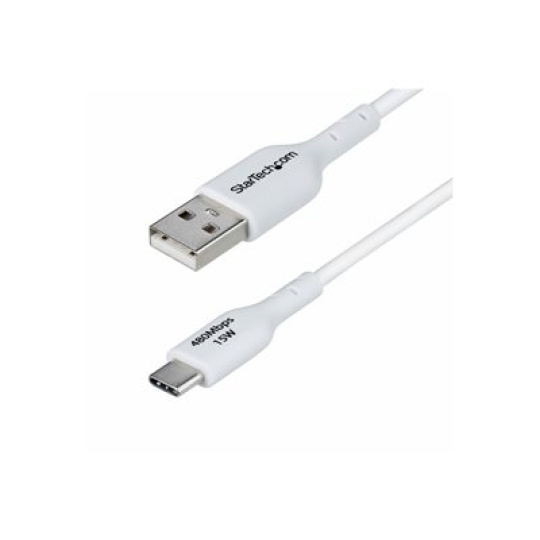 StarTech.com 3ft (1m) White USB-A to USB-C Charging Cable/Cord, M/M - USB kabel - USB (M) do 24 pin USB-C (M) - USB 2.0 - 3 A - 1 m - neobsahuje halogen, pasivní, nabíjení a synchronizace, USB Fast Charge (15W) - bílá