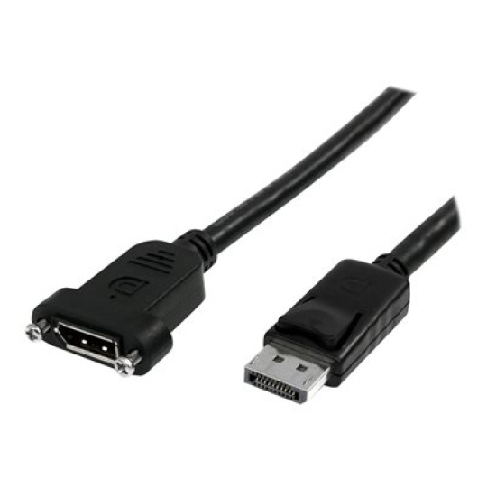 StarTech.com 3 ft / 91 cm 20 pin DP DisplayPort Extension Panel Mount Cable - DisplayPort to DisplayPort - Male to Female (DPPNLFM3PW) - Kabel DisplayPort - DisplayPort (M) do DisplayPort (F) - 91 cm - opatrený západkou, lisovaný - cerná