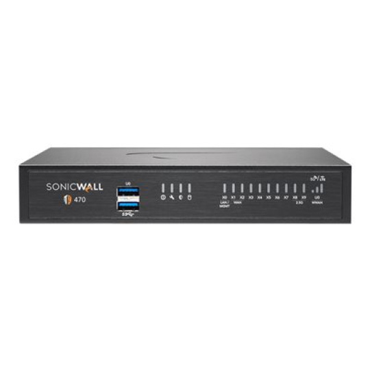 SonicWall TZ Series (Gen 7) TZ470 - Bezpečnostní zařízení - s 3 roky slu?by Essentials Protection Service Suite a Cloud Secure Edge na 1 rok SIA-Basic (10 u?ivatelů) a 1 rok SPA-Advanced (3 u?ivatelé) - 1GbE, 2.5GbE - SonicWall Promotional Tradeup - desktop