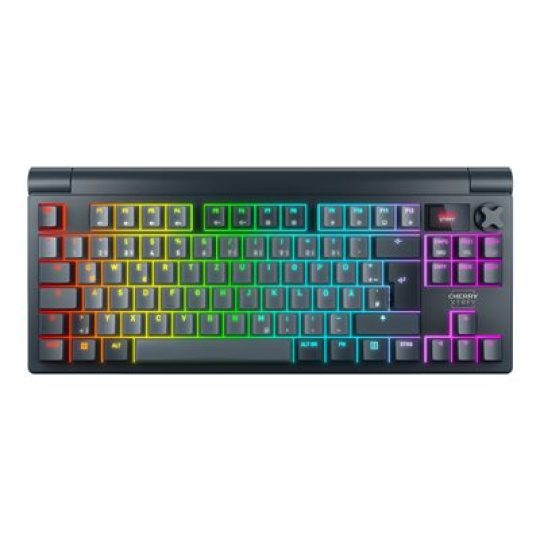 CHERRY XTRFY MX 8.3 - Klávesnice - 80% - TKL - podsvícení - bezdrátový - Bluetooth 5.2, 2.4 GHz, USB - QWERTY - americká - klávesový spínac: CHERRY MX2A Red (vymenitelné za chodu) - šedá