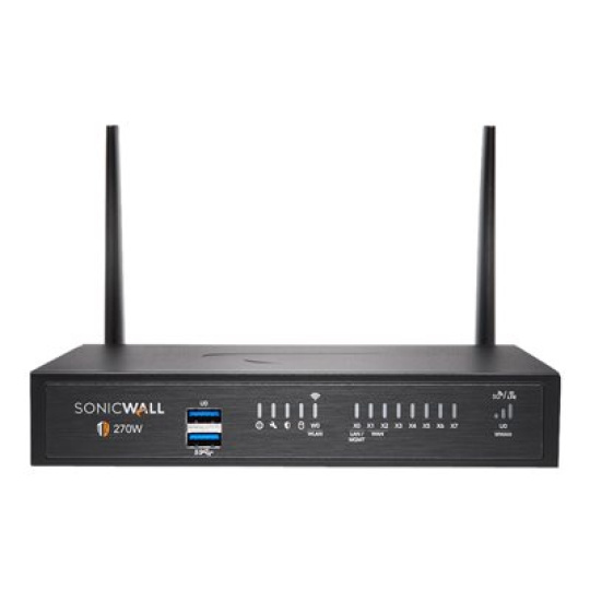 SonicWall TZ Series (Gen 7) TZ270W - Bezpečnostní zařízení - s 3 years Advanced Protection Service Suite and Cloud Secure Edge for 1 year SIA-Basic (10 users) and 1 year SPA-Advanced (3 users) - 1GbE - Wi-Fi 5 - 2.4 GHz, 5 GHz - SonicWall Promotional Tradeup - desktop