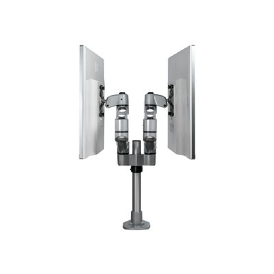 StarTech.com Desk Mount Dual Monitor Arm, Premium Articulating Monitor Arm, up to 27" VESA Mount Displays, Height Adjustable Monitor Mount, Rotating/Swivel/Tilt, Desk Clamp/Grommet, Silver - Easy & Quick Assembly (ARMDUALPS) - Montážní sada - nastavitelné rameno - pro 2 LCD displeje - hliník - stříbrná - velikost obrazovky: 13"-27" - upevnitelné na stůl - kompatibilní s TAA