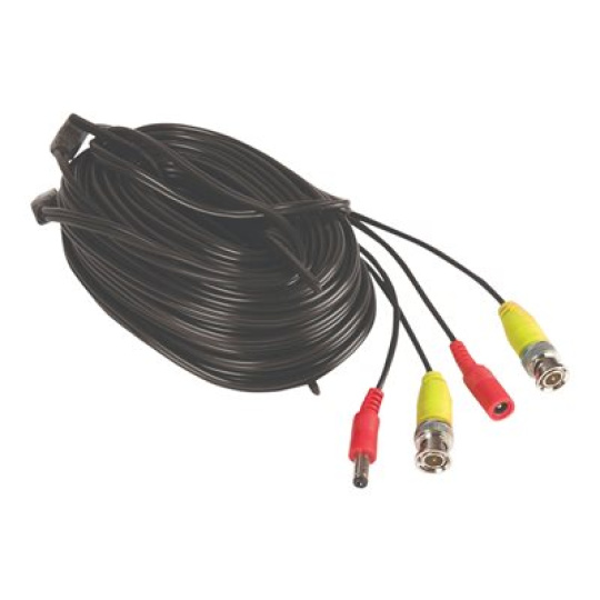 Yale - Prodlužovací kabel napájení/video - BNC, konektor DC s piny (male) do BNC, konektor DC - 30 m