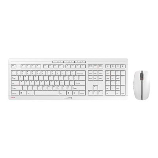 CHERRY STREAM DESKTOP - Klávesnice a sada myši - bezdrátový - 2.4 GHz - USA se symbolem Euro - klávesový spínač: CHERRY SX - bledě šedá