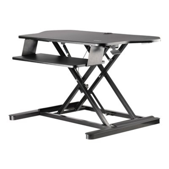StarTech.com Corner Sit Stand Desk Converter with Keyboard Tray, Large Surface 35" x 21", Height Adjustable Ergonomic Desktop/Tabletop Standing Workstation, Supports Dual Monitors - Corner Stand Up Desk Converter (ARMSTSCORNR) - Nástavec na stul - hranatý - cerná