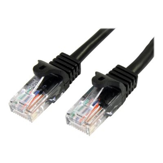 StarTech.com 2m Black Cat5e / Cat 5 Snagless Patch Cable - Patch kabel - RJ-45 (M) do RJ-45 (M) - 2 m - UTP - CAT 5e - lisovaný, provedení bez hrbolku - cerná