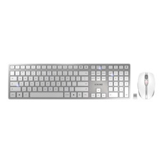 CHERRY DW 9100 SLIM - Klávesnice a sada myši - bezdrátový - 2.4 GHz, Bluetooth 4.0 - USA se symbolem Euro - bílá, stříbrná