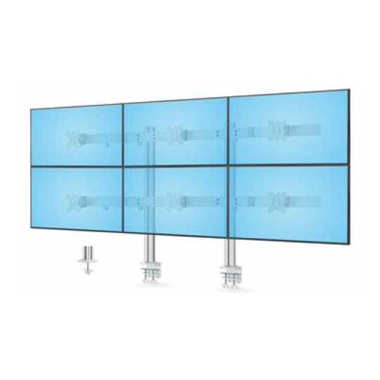 StarTech.com Six-Monitor Desk Mount w/ Crossbar, Up To 32" Screens/17.6lb - Montážní sada - pro 6 LCD displeju - column, dual - ocel, plast - bílá - velikost obrazovky: 17"-32" - upevnitelné na stul
