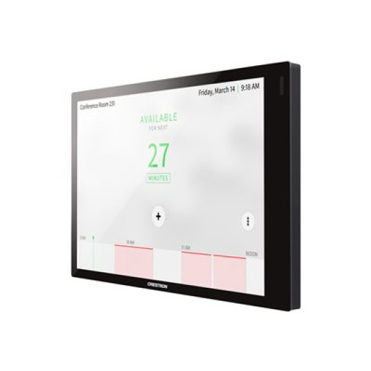 Crestron TSS-770 Series TSS-770-B-S - Pro Zoom Rooms - room manager - bezdrátový, kabelové - 802.11a/b/g/n/ac, Bluetooth - 2.4 Ghz, 5 GHz - 10/100 Ethernet - hladká černá - s světelná lišta TSW-770-LB-B-S, sada pro montáž na různé povrchy TSW-770/1070-MSMK-ANG-B-S