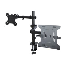 StarTech.com Monitor Arm with VESA Laptop Tray, For a Laptop (4.5kg / 9.9lb) and a Single Display up to 32" (8kg / 17.6lb), Black, Adjustable Desk Laptop Arm Mount, C-clamp/Grommet Mount - VESA Monitor Mount (A2-LAPTOP-DESK-MOUNT) - Montážní sada (zásuvka pro notebook, alarm monitoru, rameno prihrádky na notebook, žerd) - pro monitor / notebook - ocel, plast - cerná - velikost obrazovky: 13"-34" - na stul