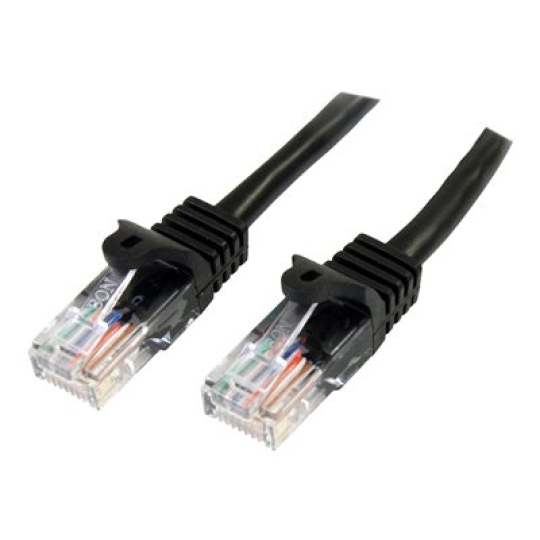 StarTech.com 3m Black Cat5e / Cat 5 Snagless Patch Cable - Patch kabel - RJ-45 (M) do RJ-45 (M) - 3 m - UTP - CAT 5e - provedení bez hrbolku - cerná