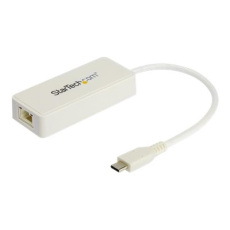 StarTech.com USB C to Gigabit Ethernet Adapter with USB A Port, White 1Gbps NIC USB 3.0/USB 3.1 Type C Network Adapter, 1GbE USB-C RJ45/LAN TB3 Compatible Windows MacBook Pro Chromebook - USB C to Ethernet (US1GC301AUW) - Sítový adaptér - USB-C - Gigabit Ethernet + USB 3.1 Gen 2 - bílá
