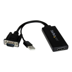 StarTech.com VGA to HDMI Adapter with USB Audio & Power - Portable VGA to HDMI Converter - 1080p - Kabel adaptéru - HD-15 (VGA), USB typ B s piny (male) do HDMI se zdířkami (female) - 26 cm - černá - USB napájení, podpora 1080p, aktivní