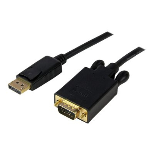 StarTech.com 10 ft DisplayPort to VGA Adapter Cable - DP to VGA Video Converter - Active DisplayPort to VGA Cable for PC 1920x1200 - Black (DP2VGAMM10B) - Kabel DisplayPort - DisplayPort (M) do HD-15 (VGA) (M) - 3.05 m - opatrený západkou - cerná