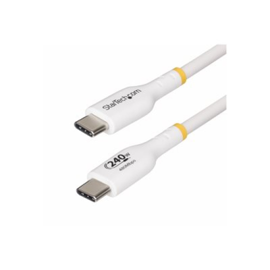 StarTech.com 1m USB C Charging Cable, USB-IF Certified USB-C Cable, 240W - USB kabel - USB-C (M) do USB-C (M) - USB 2.0 - 48 V - 5 A - 1 m - neobsahuje halogen, pasivní, technologie Extended Power Range (EPR), napájení USB (240 W), podpora napájení Power Delivery 3.1 - bílá