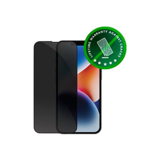 dbramante1928 Eco-shield - Ochrana obrazovky pro mobilní telefon - s bezpečnostním filtrem - barva rámu černá - pro Apple iPhone 13, 13 Pro, 14, 16e