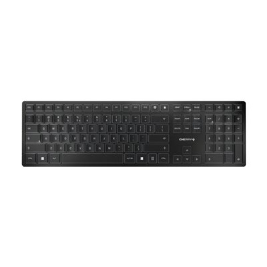 CHERRY KW 9100 SLIM - Klávesnice - bezdrátový - 2.4 GHz, Bluetooth 4.0 - QWERTY - Angličtina - Evropa - klávesový spínač: CHERRY SX - černá, stříbrná