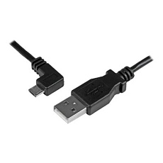 StarTech 1m 3 ft Micro-USB Charge-and-Sync Cable - Left-Angle Micro-USB - M/M - USB to Micro USB Charging Cable - 30/24 AWG (USBAUB1MLA) - Kabel USB - Micro USB typ B (M) do USB (M) - USB 2.0 - 1 m - levý úhlový konektor - cerná - pro P/N: USB2PCARBK, USB2PCARBKS, USBEXTAA10BK, USBEXTAA6BK, USBLT2PCARW, USBUB2PCARB