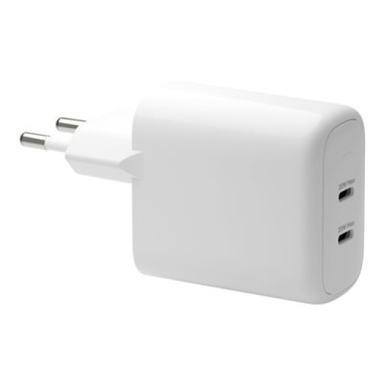 dbramante1928 re-charge - Sítový adaptér - 20 Watt - 3 A - PD/PPS - 2 výstupní konektory (24 pin USB-C) - bílá - Evropa