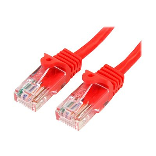 Startech 2m Red Cat5e / Cat 5 Snagless Patch Cable - Patch kabel - RJ-45 (M) do RJ-45 (M) - 2 m - UTP - CAT 5e - lisovaný, provedení bez hrbolku - cervená
