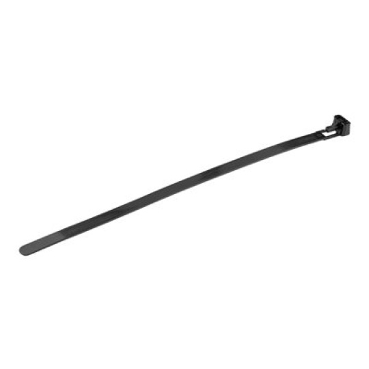 StarTech.com 20cm(8") Reusable Cable Ties, 7mm(1/4") wide, 50mm(1-7/8") Bundle Dia. 22kg(50lb) Tensile Strength, Releasable Nylon Ties, Indoor/Outdoor, 94V-2/UL Listed, 100 Pack, Black - Nylon 66 Plastic - TAA (CBMZTRB8BK) - Kabelová stahovací páska - 20 cm - cerná - kompatibilní s TAA (balení 100)