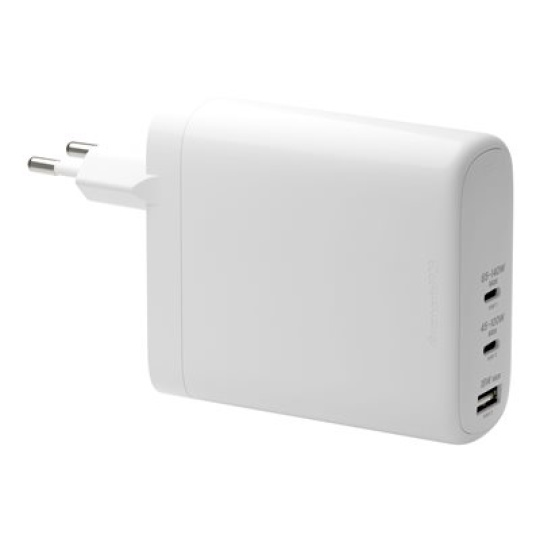 dbramante1928 re-charge - Síťový adaptér - 140 Watt - napájení Power Delivery 3.1 - 3 výstupní konektory (24 pin USB-C, USB) - bílá - Evropa