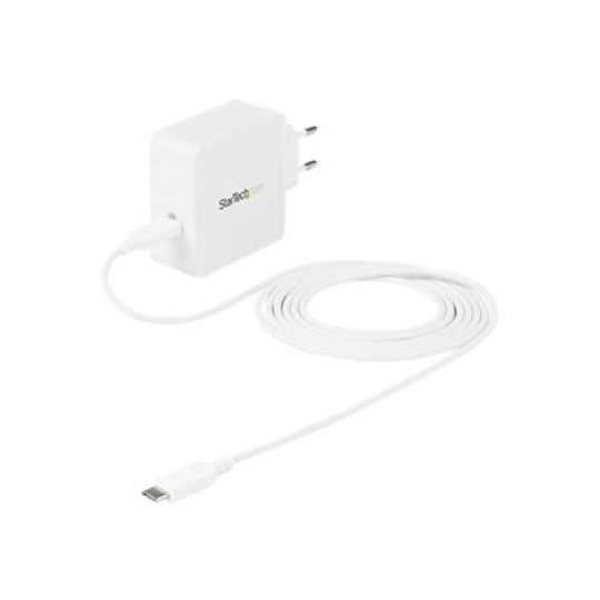 StarTech.com USB C Wall Charger, USB C Laptop Charger 60W PD, 6ft/2m Cable, Universal Compact Type C Power Adapter, Dell XPS/Lenovo X1 Carbon, HP EliteBook, MacBook, USB IF/CE Certified - 60W PD3.0 Wall Charger (WCH1CEU) - Sítový adaptér - 60 Watt - 3 A (24 pin USB-C) - na kabelu: USB-C