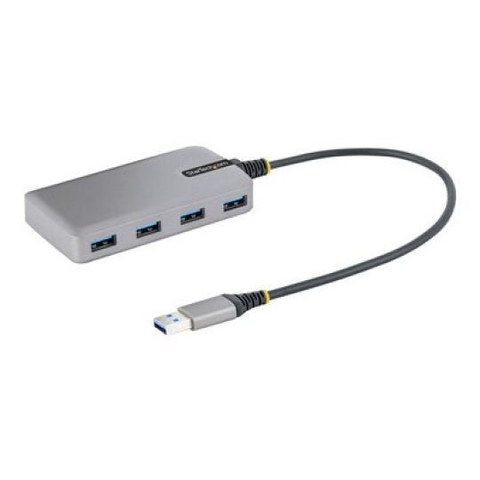 StarTech.com 4-Port USB Hub, USB 3.0 5Gbps, Bus Powered, USB-A to 4x USB-A Hub with Optional Auxiliary Power Input, Portable Desktop/Laptop USB Hub with 1ft (30cm) Attached Cable - USB Expansion Hub (5G4AB-USB-A-HUB) - Rozbočovač - 4 x USB 3.2 Gen 1 + 1 x micro-USB - desktop