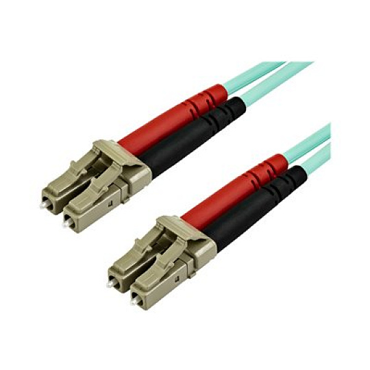 Startech 15m OM3 LC to LC Multimode Duplex Fiber Optic Patch Cable - Aqua - 50/125 - LSZH Fiber Optic Cable - 10Gb (A50FBLCLC15) - Patch kabel - multirežim LC (M) do multirežim LC (M) - 15 m - 15 m - optické vlákno - duplex - 50 / 125 mikron - OM3 - neobsahuje halogen - vode - barva - pro P/N: SV565FXHD4KU