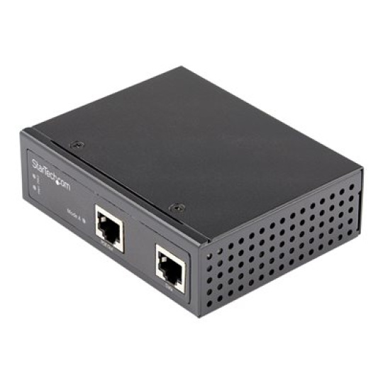 StarTech.com Industrial Gigabit Ethernet PoE Injector, 30W 802.3at PoE+ Midspan 48V-56VDC DIN Rail Power Over Ethernet Injector Adapter, -40C to +75C Cameras/Sensors/WiFi Access, 30W PoE - Midspan PoE Injector (POEINJ30W) - Dávkovac energie - 30 Watt - výstupní konektory: 2 - cerná