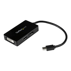 Startech Travel A/V adapter - 3-in-1 Mini DisplayPort to DisplayPort DVI or HDMI converter (MDP2DPDVHD) - Video adaptér - Mini DisplayPort s piny (male) do DVI-D, HDMI, DisplayPort se zdírkami (female) - 15 cm - cerná