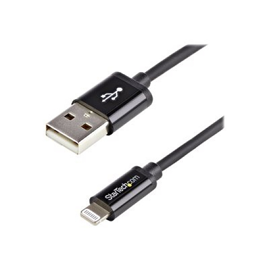 Startech 1m (3ft) Black Apple 8-pin Lightning Connector to USB Cable for iPhone / iPod / iPad - Charge and Sync Cable - 1 meter (USBLT1MB) - Kabel Lightning - Lightning s piny (male) do USB s piny (male) - 1 m - dvojnásobne stínený - cerná - pro P/N: ST7C51224, ST7C51224EU