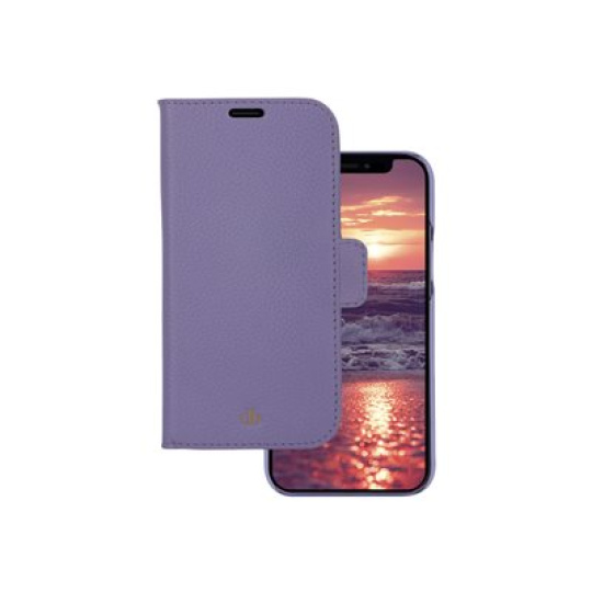 dbramante1928 New York - Pouzdro s klopou pro mobilní telefon - detachable magnetic back-cover - kuže Saffiano - Db purple - pro Apple iPhone 13 Pro