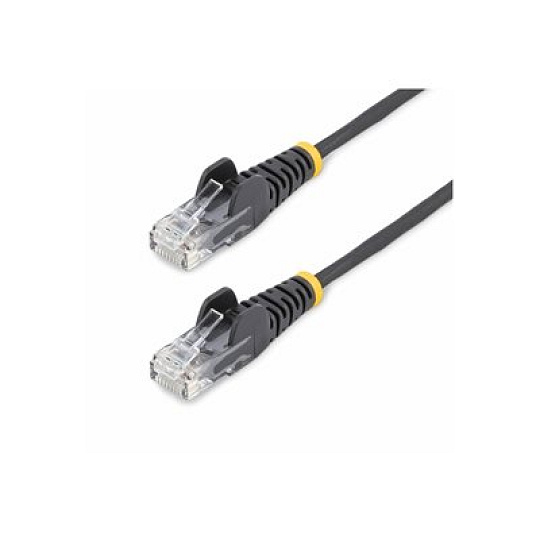 Startech 5m Black Slim CAT6 Ethernet Cable, Snagless, 28AWG, LSZH - Patch kabel - RJ-45 (M) do RJ-45 (M) - 5 m - 3.6 mm - UTP - CAT 5/5e/6 - IEEE 802.3bt - neobsahuje halogen, provedení bez hrbolku - cerná