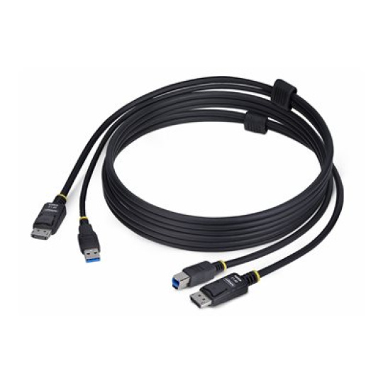 StarTech.com 6ft (1.8m) DisplayPort and USB 5Gbps KVM Cable - Kabel klávesnice / videa / myši (KVM) - USB typ A, DisplayPort (M) do USB Type B, DisplayPort (M) - 1.8 m - podpora 4K60Hz, podpora HDR10 - cerná