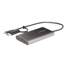 StarTech.com USB-C to Dual-HDMI Adapter, USB-C or A to 2x HDMI, 4K 60Hz, 100W PD Pass-Through, 1ft (30cm) Built-in Cable, External Video Graphics Adapter - USB to HDMI Multi-Monitor Converter for Laptop (109B-USBC-HDMI) - Video adaptér - kompatibilní s TAA - USB typ A, 24 pin USB-C s piny (male) do 2 x 19 pin HDMI Type A, 24 pin USB-C se zdírkami (female) - 30 cm - šedá - podporuje 4K, aktivní StarTech.com USB-C to Dual-HDMI Adapter, USB-C or A to 2x HDMI, 4K 60Hz, 100W PD Pass-Through, 1ft (30cm) Built-in Cable, External Video Graphics Adapter - USB to HDMI Multi-Monitor Converter for Laptop (109B-USBC-HDMI) - Video adaptér - kompatibilní s TAA - USB typ A, 24 pin USB-C s piny (male) do 2 x 19 pin HDMI Type A, 24 pin USB-C se zdírkami (female) - 30 cm - šedá - podporuje 4K, aktivní